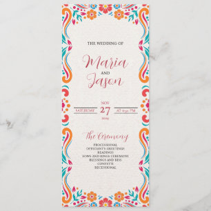 Mexican Floral Traditional Folk Art Fiesta Wedding Programme