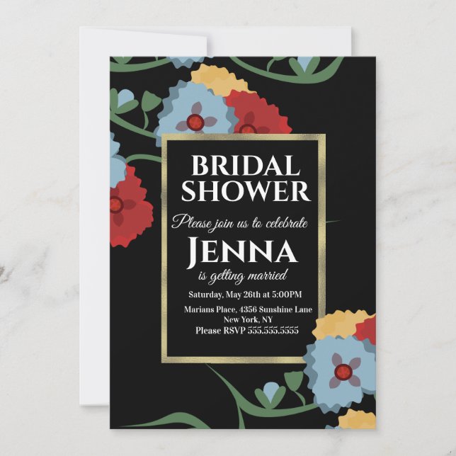 Mexican Floral Vine Botanical Faux Bridal Shower Invitation (Front)