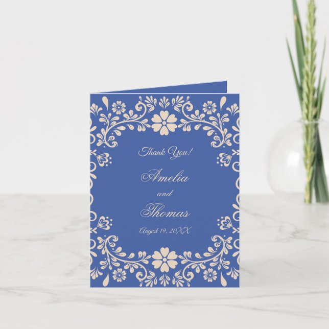Mexican Floral Vintage Wedding Thank You Card (Front)