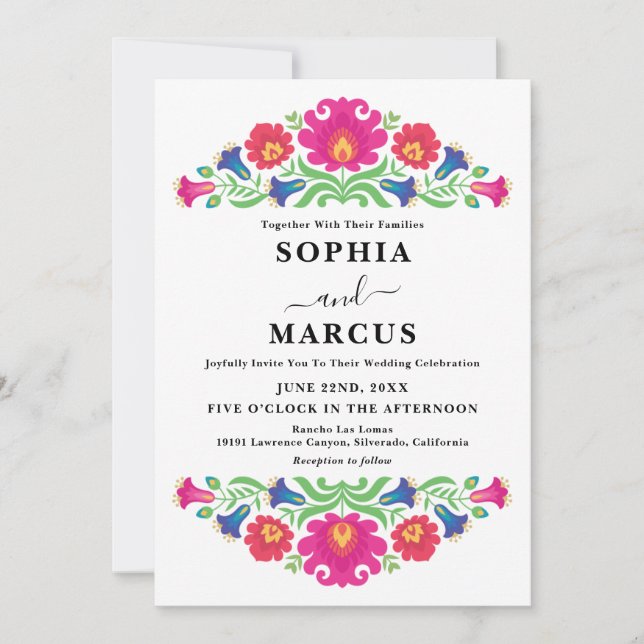 Mexican Floral Wedding Invitation (Front)