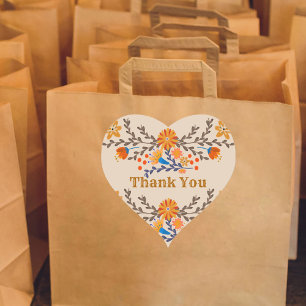 Mexican Floral Western Thank You Heart Sticker