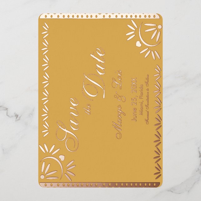 Mexican Florals Save the Date Pressed    (Front)