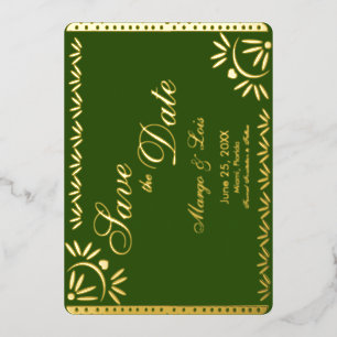 Mexican Florals Save the Date Pressed Foil Invi