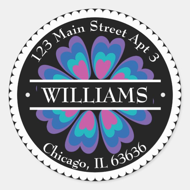 Mexican Flower Address Classic Round Sticker (Front)