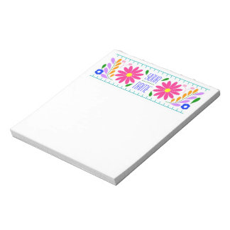 Mexican flower embroidery personalised note pad