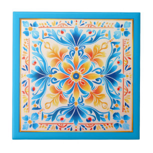 Mexican Flowers Art Ceramic Tile