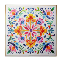 Mexican Flowers Art Ceramic Tile