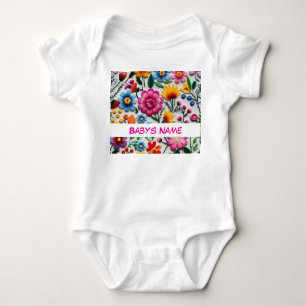 Mexican Flowers Baby Girl Clothes Bodysuit