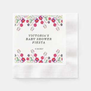 Mexican Flowers Baby Shower Fiesta Coined Paper Napkin