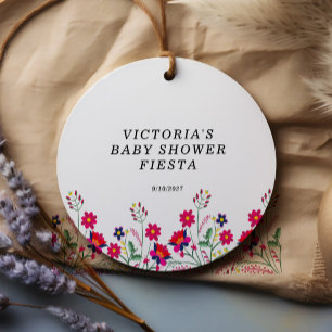 Mexican Flowers Baby Shower Fiesta Favour Tags