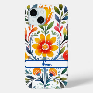 Mexican Flowers Design Tough Case-Mate iPhone 15 Case