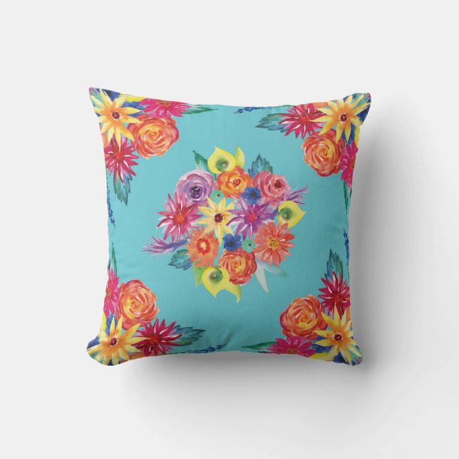 Mexican flowers floral Pillow (Front)