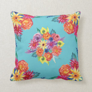 Mexican flowers floral Pillow
