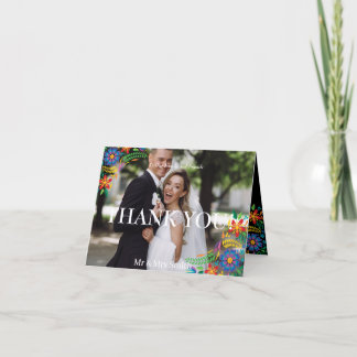 Mexican Flowers Photo Thank You Card