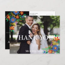 Mexican Flowers Photo Thank You Postcard