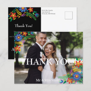 Mexican Flowers Photo Thank You Postcard
