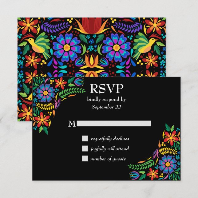 Mexican Flowers RSVP Card (Front/Back)