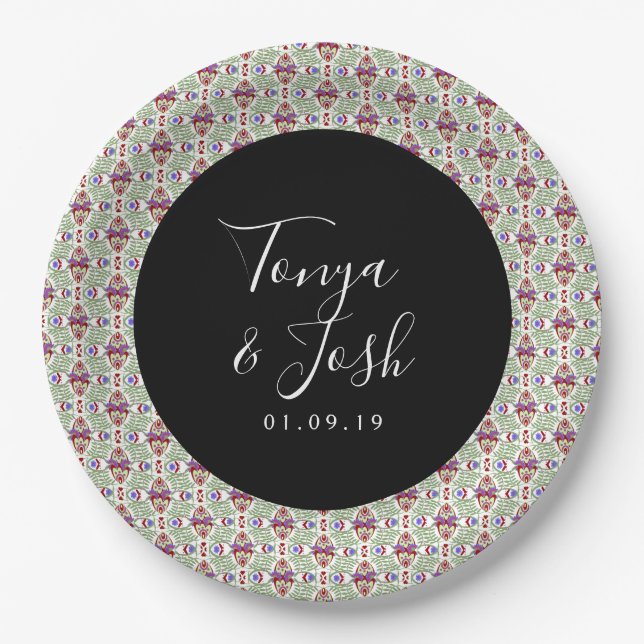 Mexican Flowers Small Floral Botanical Design Paper Plate (Front)