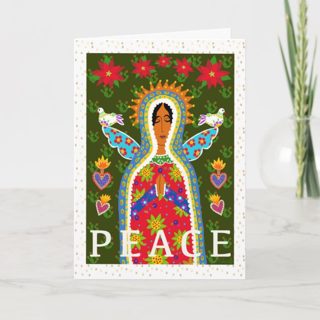 Mexican Folk Art Angel and Dove Holiday Card (Front)