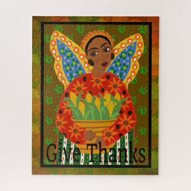 Mexican Folk Art Angel Thanksgiving 520 pc. Puzzle (Vertical)