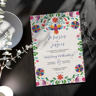 Mexican Folk Art Colourful Floral Fiesta Wedding Invitation