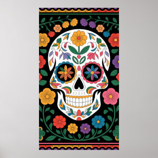Mexican Folk Art Design Floral&Geometric Patterns Poster