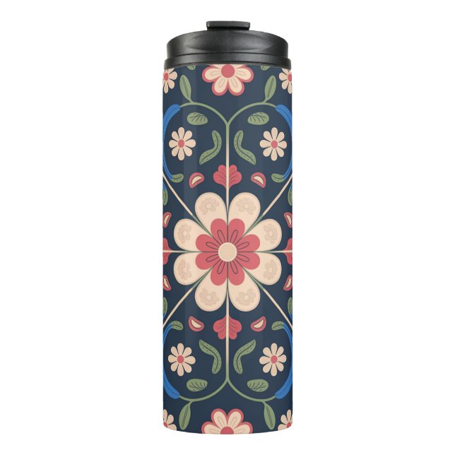 Mexican Folk Art Floral Pattern Thermal Tumbler (Front)