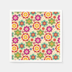 Mexican Folk Art Flowers Pattern Napkin
