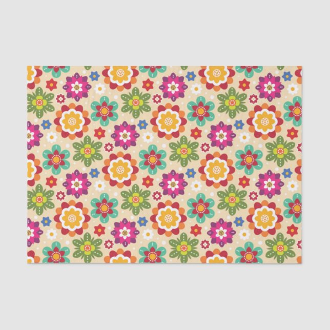 Mexican Folk Art Flowers Pattern Tissue Paper (Front)