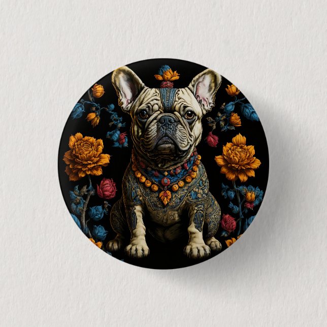Mexican Folk Art French Bulldog 3 Cm Round Badge (Front)