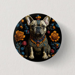 Mexican Folk Art French Bulldog 3 Cm Round Badge
