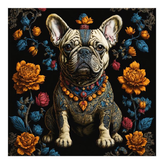 Mexican Folk Art French Bulldog Photo Print (Front)