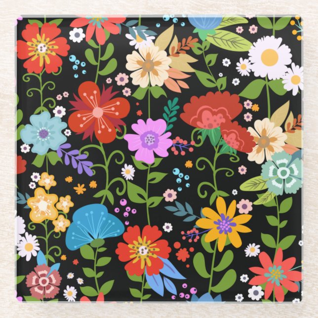 Mexican Folk Art Glass Coaster (Front)