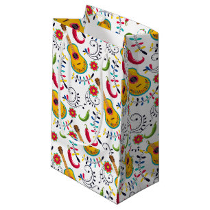 Mexican Folk Art Pattern Guitars Small Gift Bag