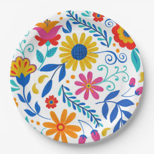 Mexican Folk Art Pattern Paper Plate