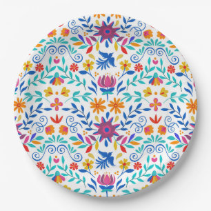 Mexican Folk Art Pattern Paper Plate