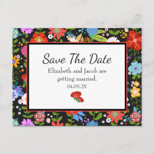 Mexican Folk Art Save the Date Postcard