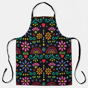 Mexican folk art seamless pattern, colourful desig apron