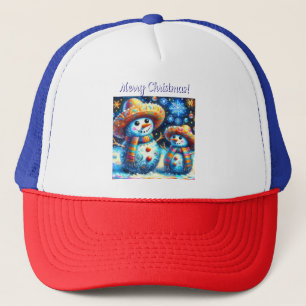 Mexican Folk Art Snowmen Snowman Personalised Trucker Hat