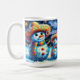 Mexican Folk Art Snowmen Snowman Snow People Coffee Mug
