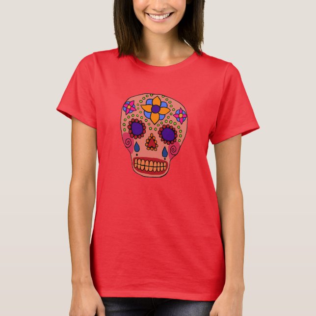 Mexican Folk Art Sugar Skull T-Shirt (Front)