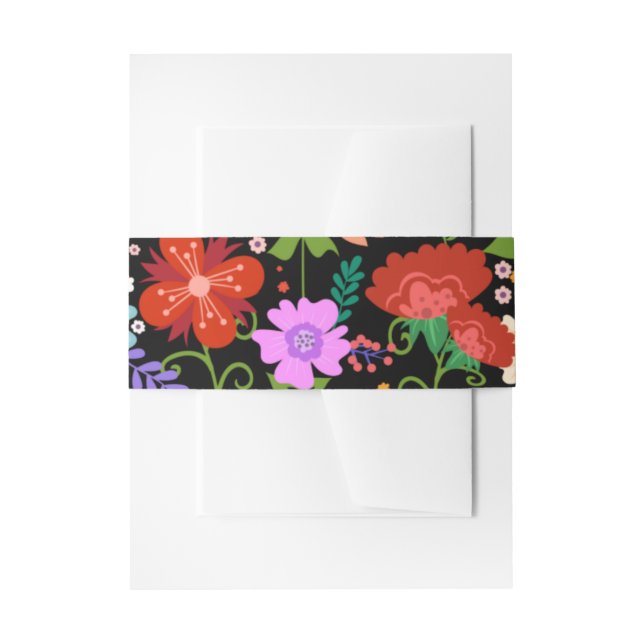 Mexican Folk Art Wedding Invitation Belly Band (Front Example)