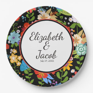 Mexican Folk Art Wedding Paper Plate