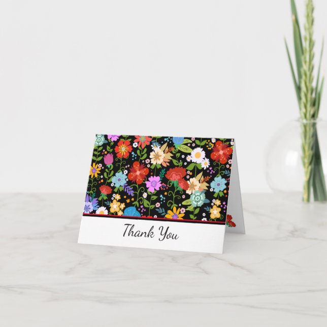 Mexican Folk Art Wedding Thank You Card (Front)