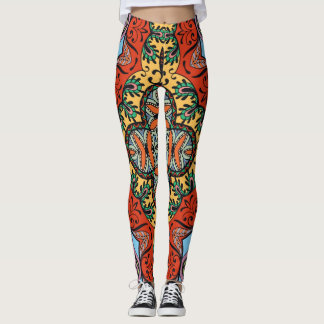 Mexican folk ethnic colourful seamless pattern  leggings