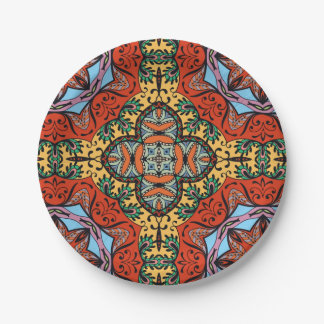 Mexican folk ethnic colourful seamless pattern  paper plate
