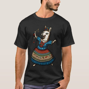 Mexican Folklore Fans Mexican Llama Dancing Folklo T-Shirt