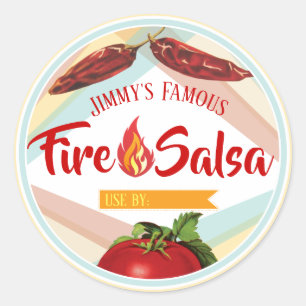 Mexican food chilli pepper tomato salsa canning classic round sticker