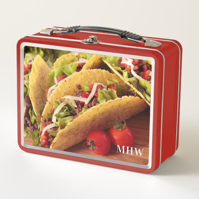 Mexican Food custom monogram lunch boxes (Front)