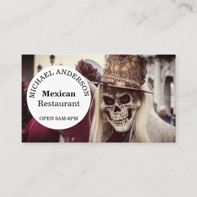 Mexican food day of dead Restaurant  Business Card (Front)